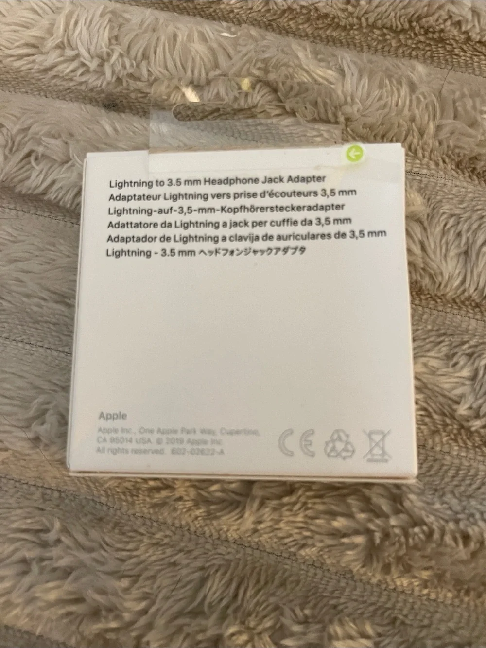 Apple Lightning to Headphone Jack Adapter - White, NIB